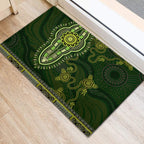 Lime Green African Dashiki With Australia Aboriginal Art Rubber Doormat