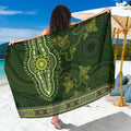 Lime Green African Dashiki With Australia Aboriginal Art Sarong