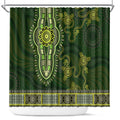 Lime Green African Dashiki With Australia Aboriginal Art Shower Curtain