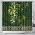 Lime Green African Dashiki With Australia Aboriginal Art Shower Curtain