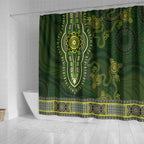 Lime Green African Dashiki With Australia Aboriginal Art Shower Curtain