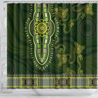 Lime Green African Dashiki With Australia Aboriginal Art Shower Curtain