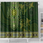 Lime Green African Dashiki With Australia Aboriginal Art Shower Curtain