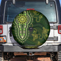 Lime Green African Dashiki With Australia Aboriginal Art Spare Tire Cover