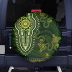 Lime Green African Dashiki With Australia Aboriginal Art Spare Tire Cover