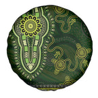 Lime Green African Dashiki With Australia Aboriginal Art Spare Tire Cover