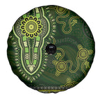 Lime Green African Dashiki With Australia Aboriginal Art Spare Tire Cover
