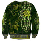 Lime Green African Dashiki With Australia Aboriginal Art Sweatshirt