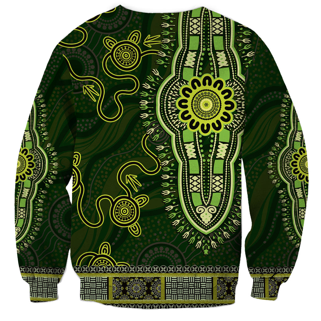 Lime Green African Dashiki With Australia Aboriginal Art Sweatshirt