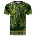 Lime Green African Dashiki With Australia Aboriginal Art T Shirt