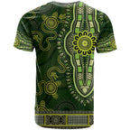 Lime Green African Dashiki With Australia Aboriginal Art T Shirt