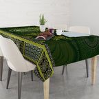 Lime Green African Dashiki With Australia Aboriginal Art Tablecloth