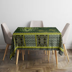 Lime Green African Dashiki With Australia Aboriginal Art Tablecloth
