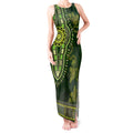 Lime Green African Dashiki With Australia Aboriginal Art Tank Maxi Dress