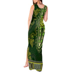 Lime Green African Dashiki With Australia Aboriginal Art Tank Maxi Dress