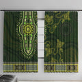 Lime Green African Dashiki With Australia Aboriginal Art Window Curtain