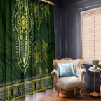 Lime Green African Dashiki With Australia Aboriginal Art Window Curtain