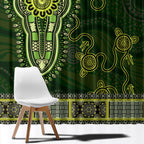 Lime Green African Dashiki With Australia Aboriginal Art Window Curtain