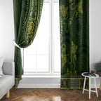 Lime Green African Dashiki With Australia Aboriginal Art Window Curtain