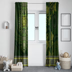 Lime Green African Dashiki With Australia Aboriginal Art Window Curtain