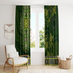 Lime Green African Dashiki With Australia Aboriginal Art Window Curtain