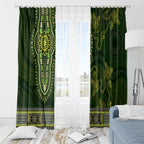 Lime Green African Dashiki With Australia Aboriginal Art Window Curtain