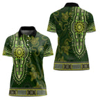 Lime Green African Dashiki With Australia Aboriginal Art Women Polo Shirt