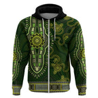Lime Green African Dashiki With Australia Aboriginal Art Zip Hoodie