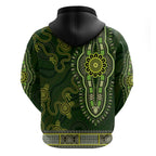 Lime Green African Dashiki With Australia Aboriginal Art Zip Hoodie