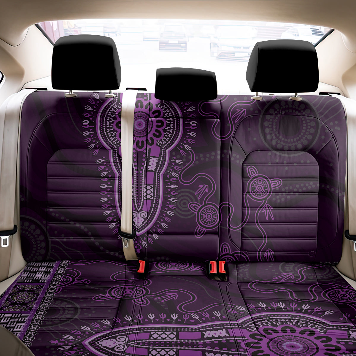 Purple African Dashiki With Australia Aboriginal Art Back Car Seat Cover