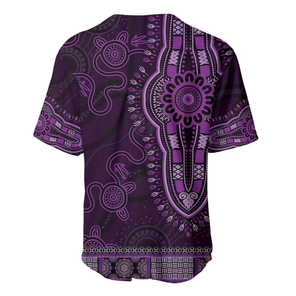 Purple African Dashiki With Australia Aboriginal Art Baseball Jersey