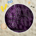 Purple African Dashiki With Australia Aboriginal Art Beach Blanket