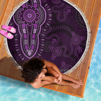 Purple African Dashiki With Australia Aboriginal Art Beach Blanket