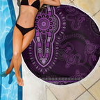 Purple African Dashiki With Australia Aboriginal Art Beach Blanket
