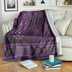 Purple African Dashiki With Australia Aboriginal Art Blanket