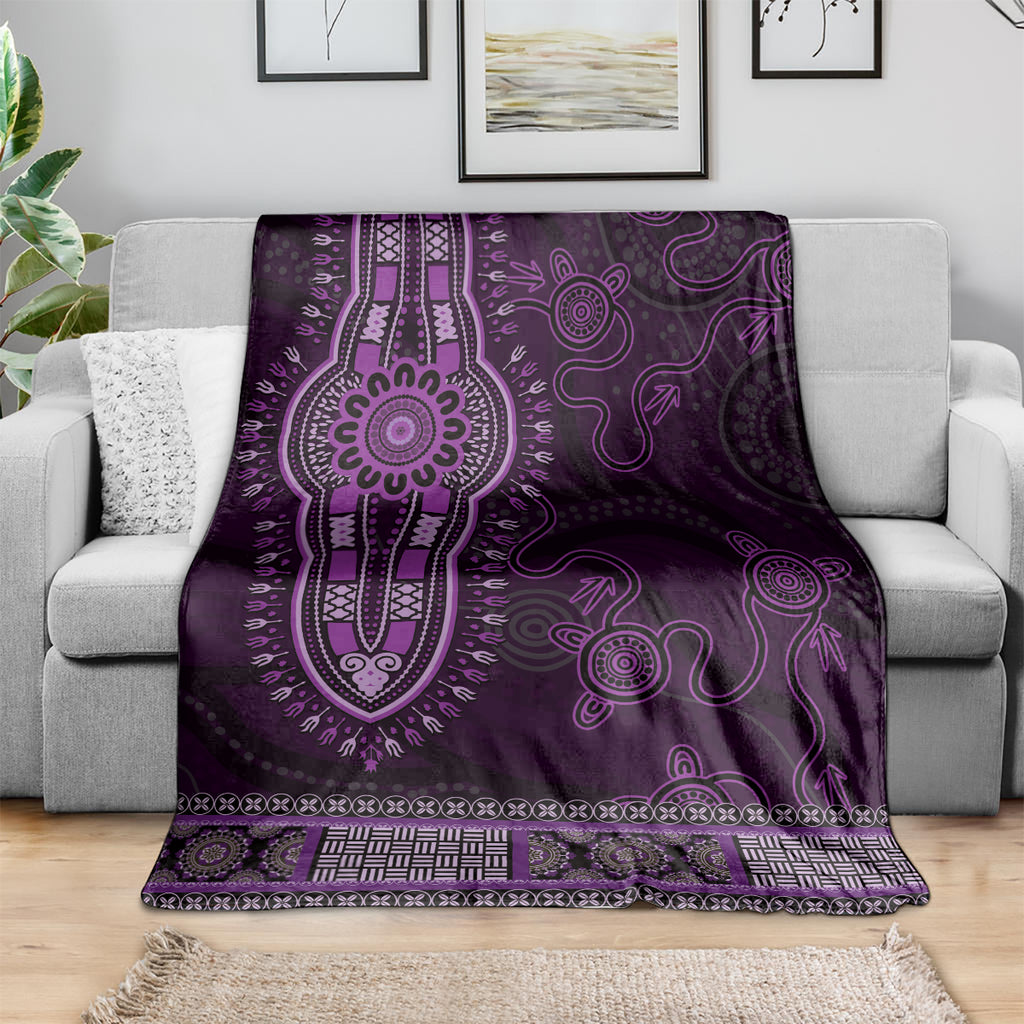 Purple African Dashiki With Australia Aboriginal Art Blanket