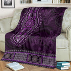 Purple African Dashiki With Australia Aboriginal Art Blanket