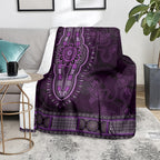 Purple African Dashiki With Australia Aboriginal Art Blanket