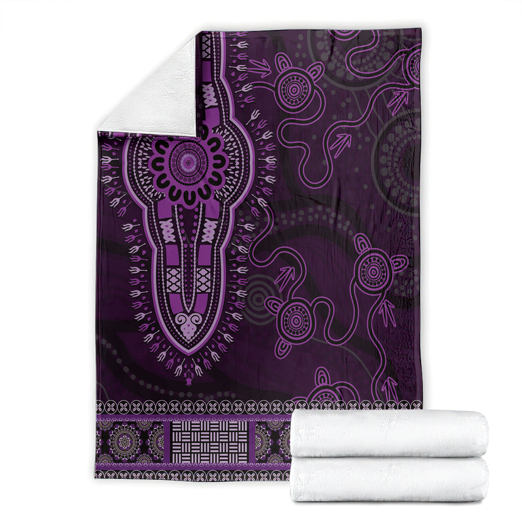 Purple African Dashiki With Australia Aboriginal Art Blanket