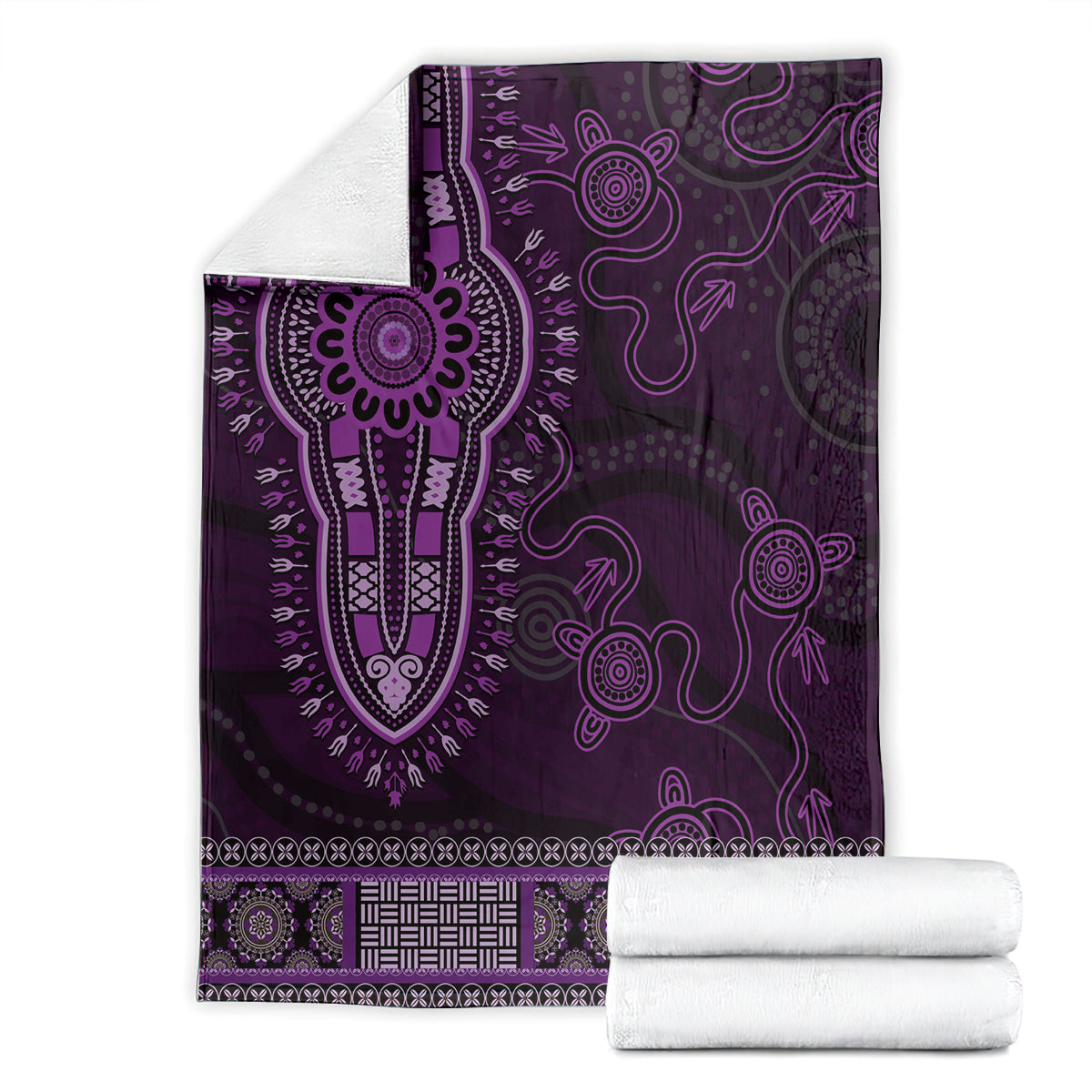 Purple African Dashiki With Australia Aboriginal Art Blanket