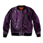Purple African Dashiki With Australia Aboriginal Art Bomber Jacket