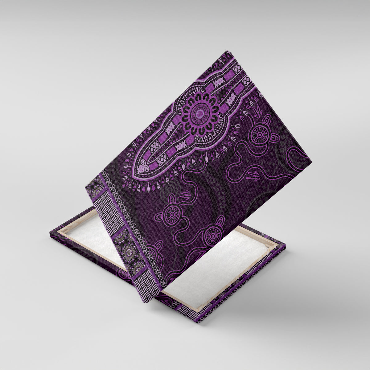 Purple African Dashiki With Australia Aboriginal Art Canvas Wall Art