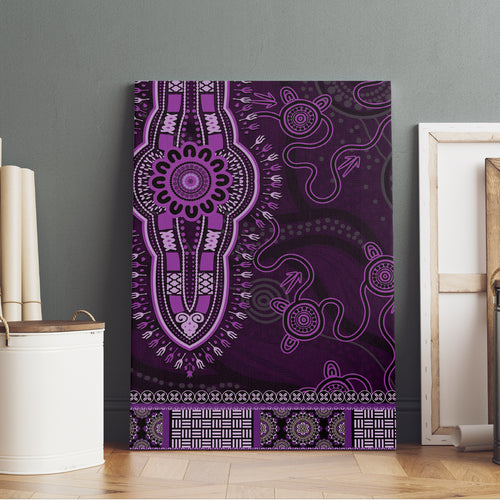 Purple African Dashiki With Australia Aboriginal Art Canvas Wall Art
