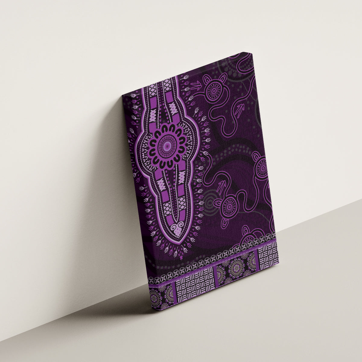 Purple African Dashiki With Australia Aboriginal Art Canvas Wall Art