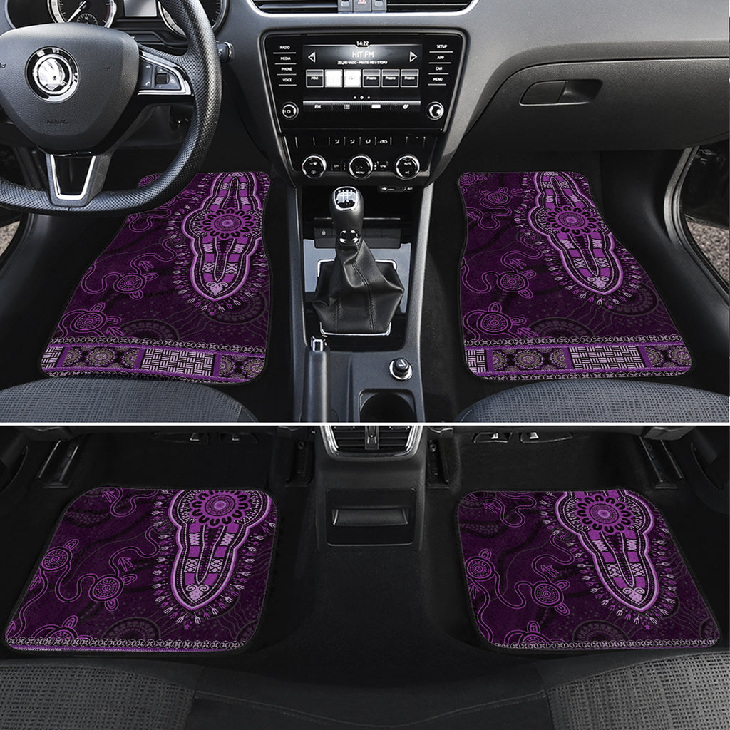Purple African Dashiki With Australia Aboriginal Art Car Mats