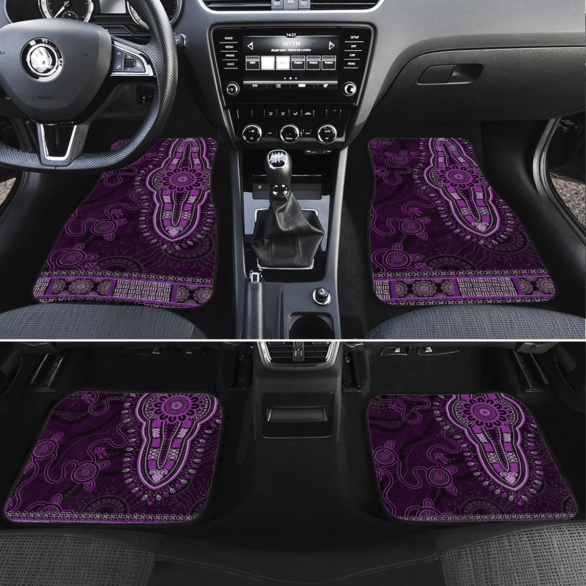 Purple African Dashiki With Australia Aboriginal Art Car Mats