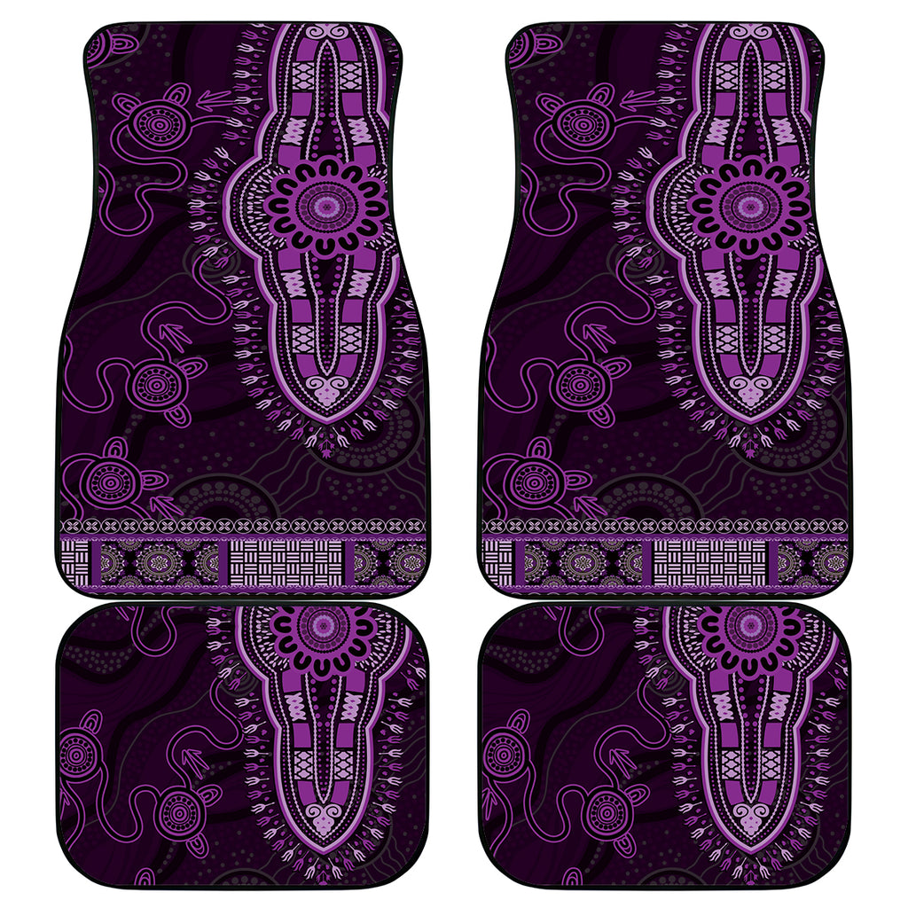Purple African Dashiki With Australia Aboriginal Art Car Mats
