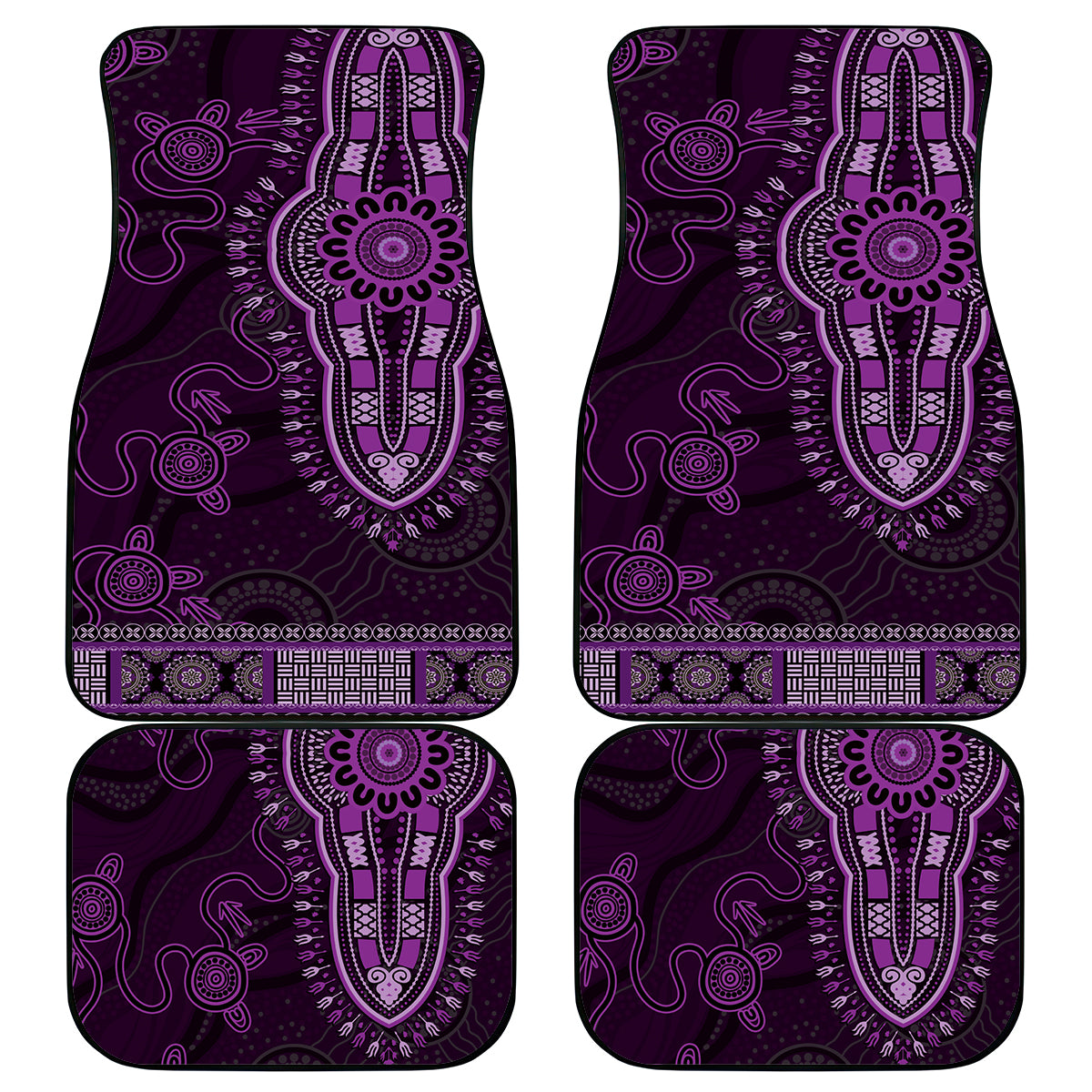 Purple African Dashiki With Australia Aboriginal Art Car Mats