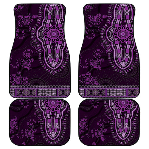 Purple African Dashiki With Australia Aboriginal Art Car Mats