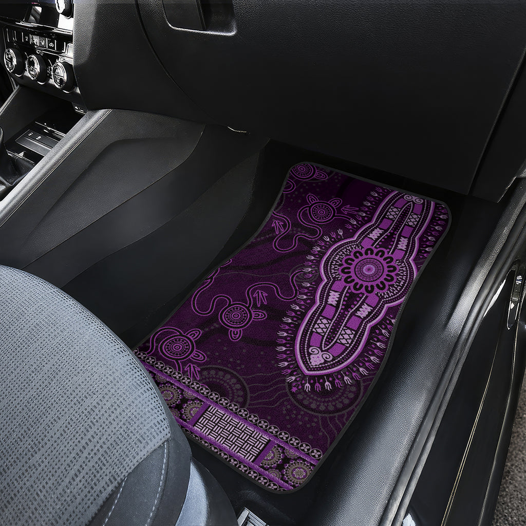 Purple African Dashiki With Australia Aboriginal Art Car Mats